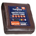 Tarpco Safety 70 ft L x 0.5 mm H x 30 ft W Heavy Duty 10 Mil Tarp, Brown/Black, Polyethylene TS-152-30X70